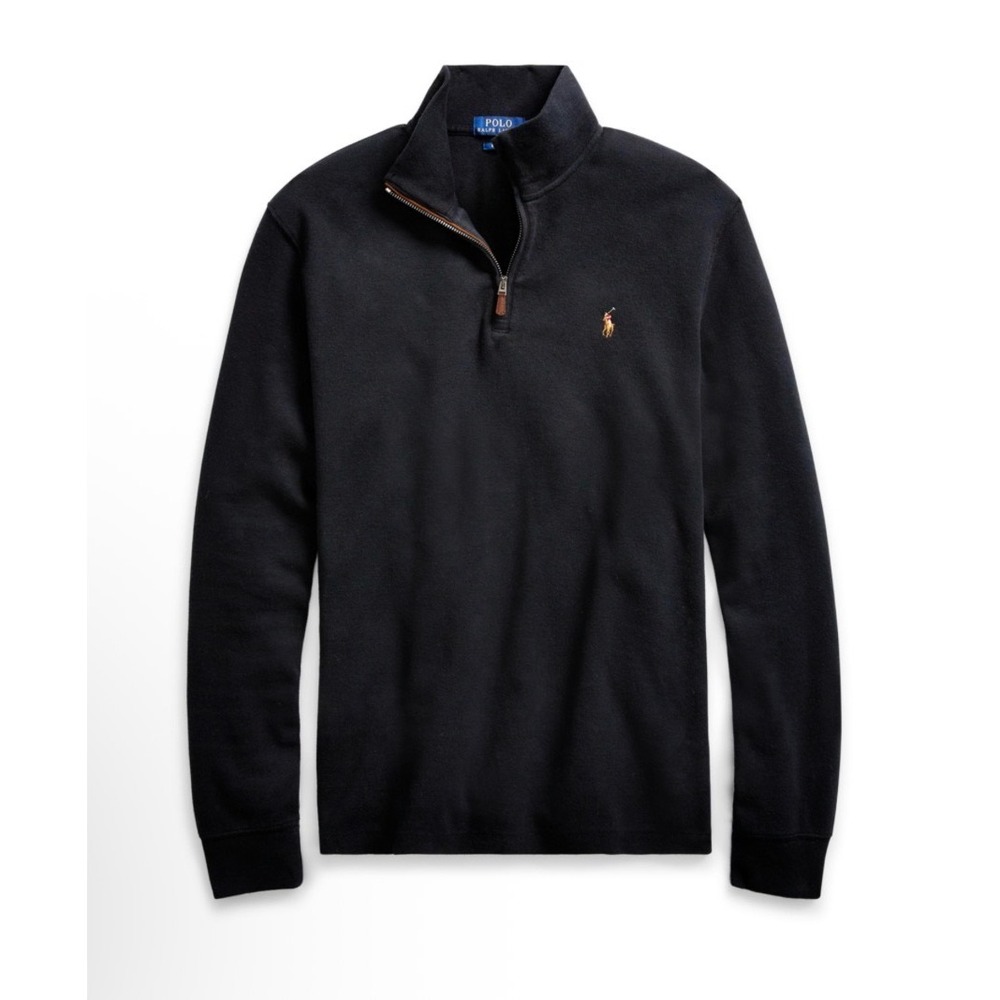 Polo Ralph Lauren Estate Rib Mens 3XLT Tall Black Quarter Zip Pullover Sweater